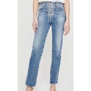 New AG Contour 360 Alexxis Lace Up Jeans Womens 23 High Rise Vintage Fit